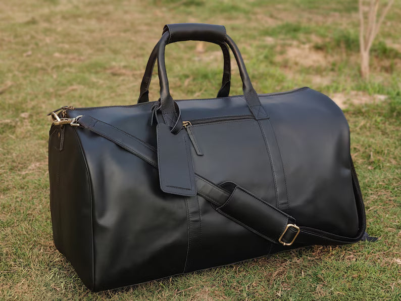 Leather weekender bag